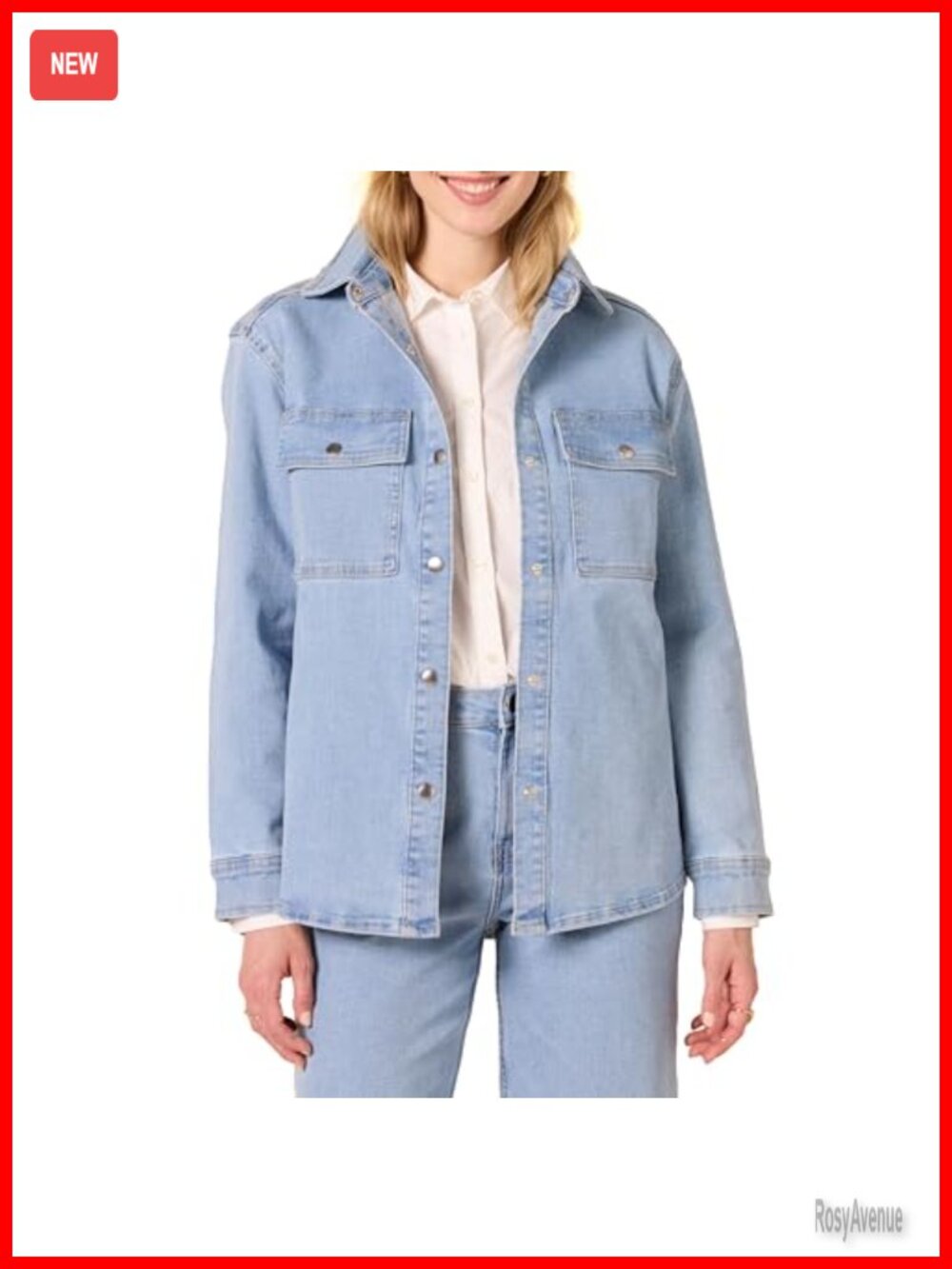 Oversized Heavyweight Denim Shirt Jacket Relaxed Fit Cotton Blend